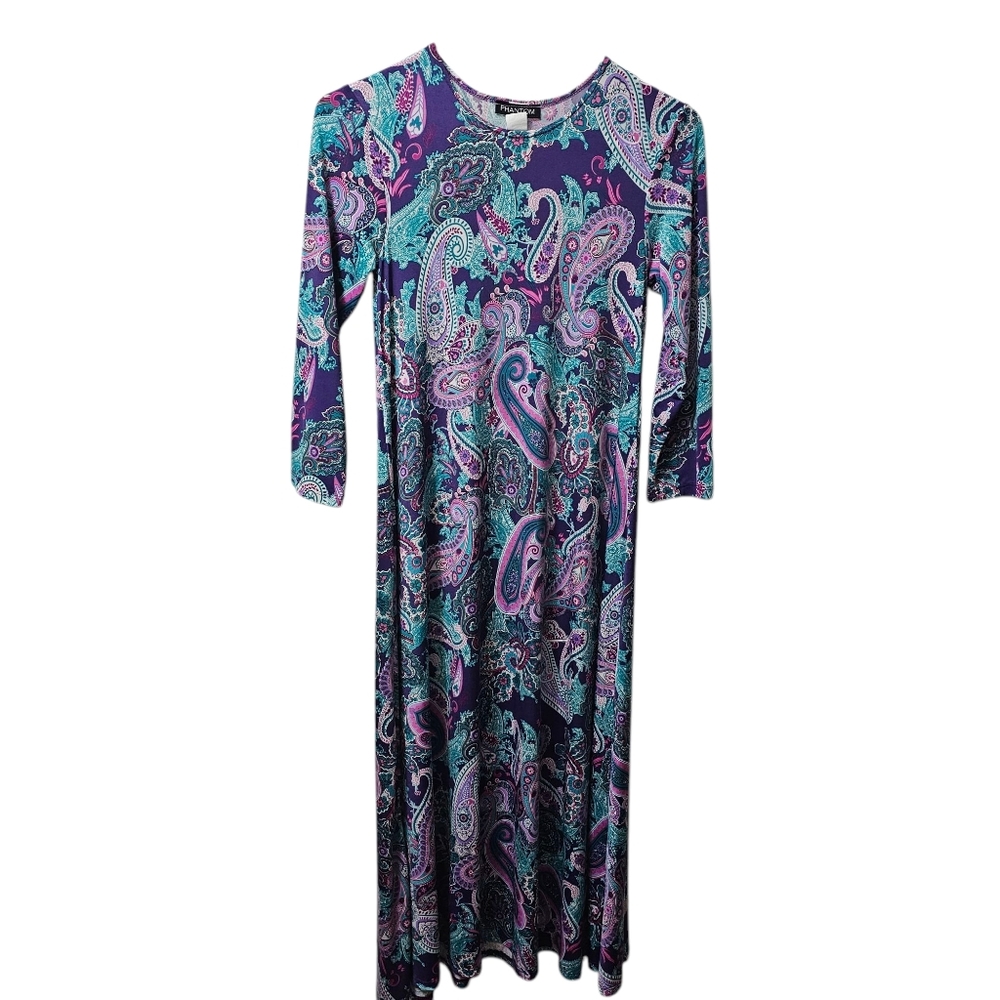 Phantom Paisley Print Purple and Blue Lounge Dress XS